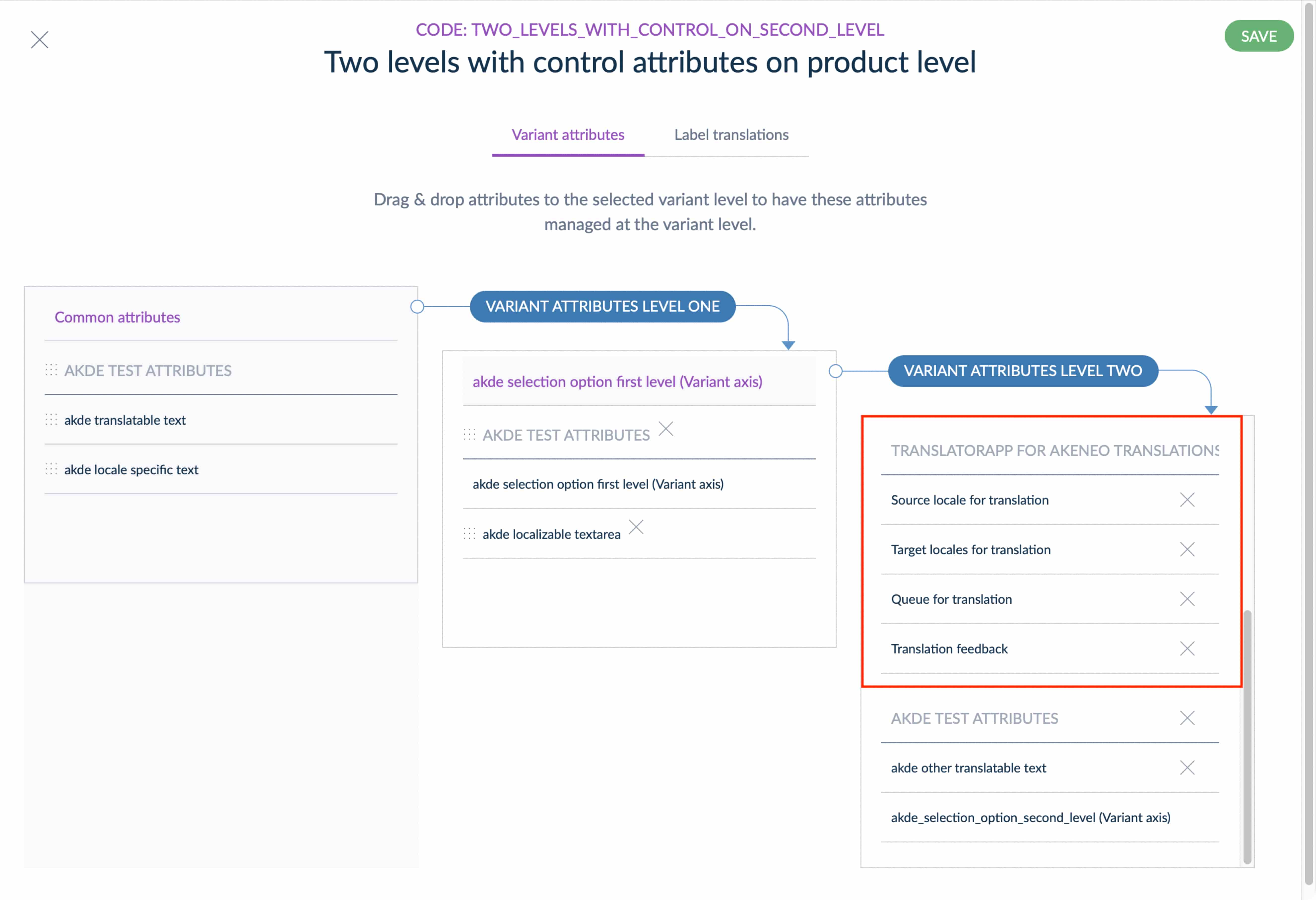 Control attributes on product level