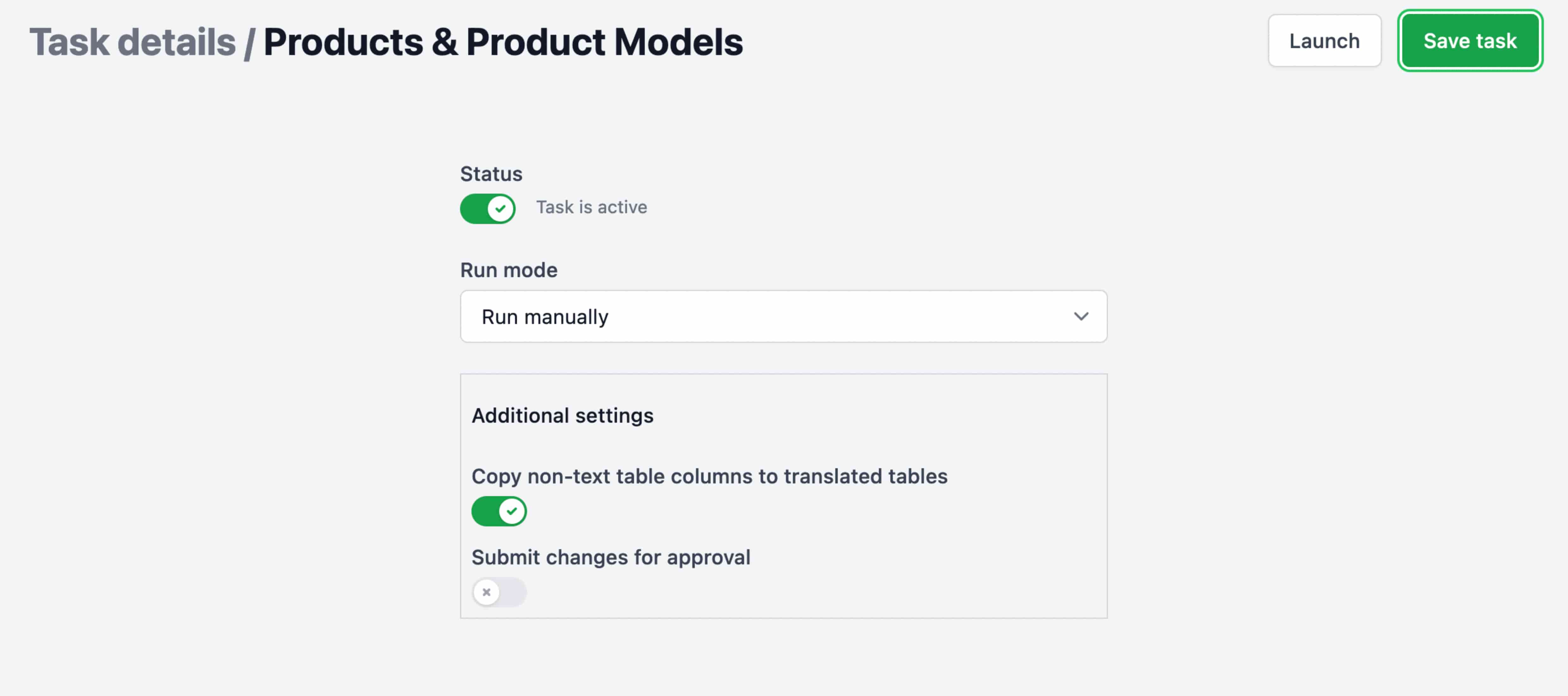 Product values config